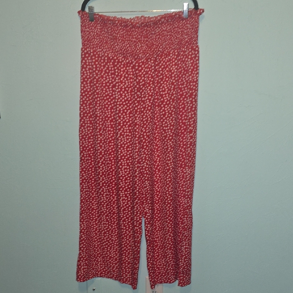 Red Printed Wide-Leg Pants - Unbranded